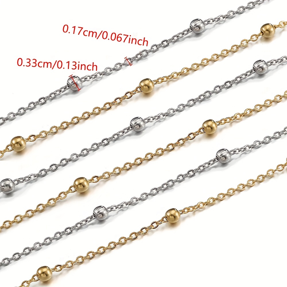 5M/Lot 1.2 1.5 2.4 3.2 mm Stainless Steel Beaded Ball Bead Chain Bulk  Jewelry Chains For Necklaces DIY Jewelry Making Supplies