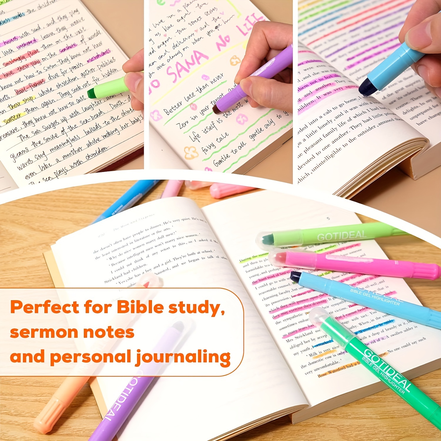 Gel Highlighters, Bible Highlighter Pens, No Bleed, Quick Dry, Assorted  Colors, Bible Study And Bible Journaling Supplies, Bible Highlighters For  Tabs