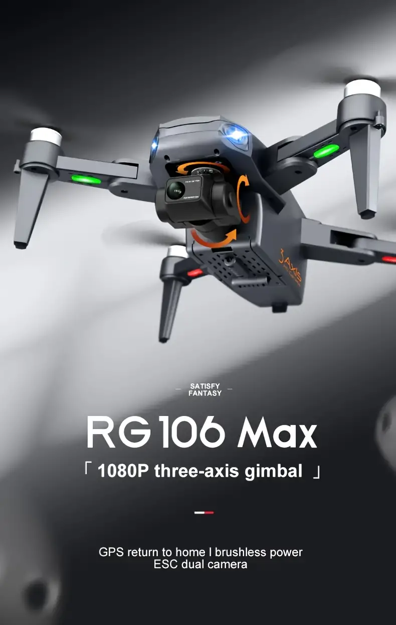 New RG106 Large-size Professional-grade Drone, Equipped With A Three-axis Anti-shake Self-stabilizing Cloud Platform, HD High-definition 1080P Electronic Double Camera details 3