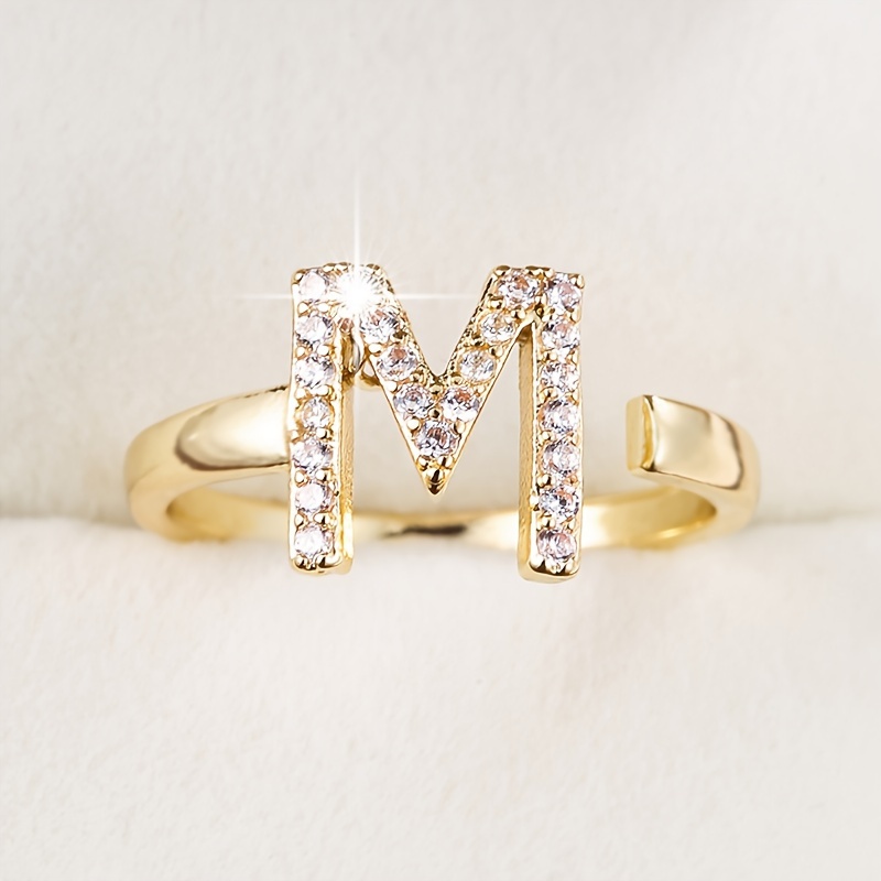 Letter Set Zirconia Women's Ring