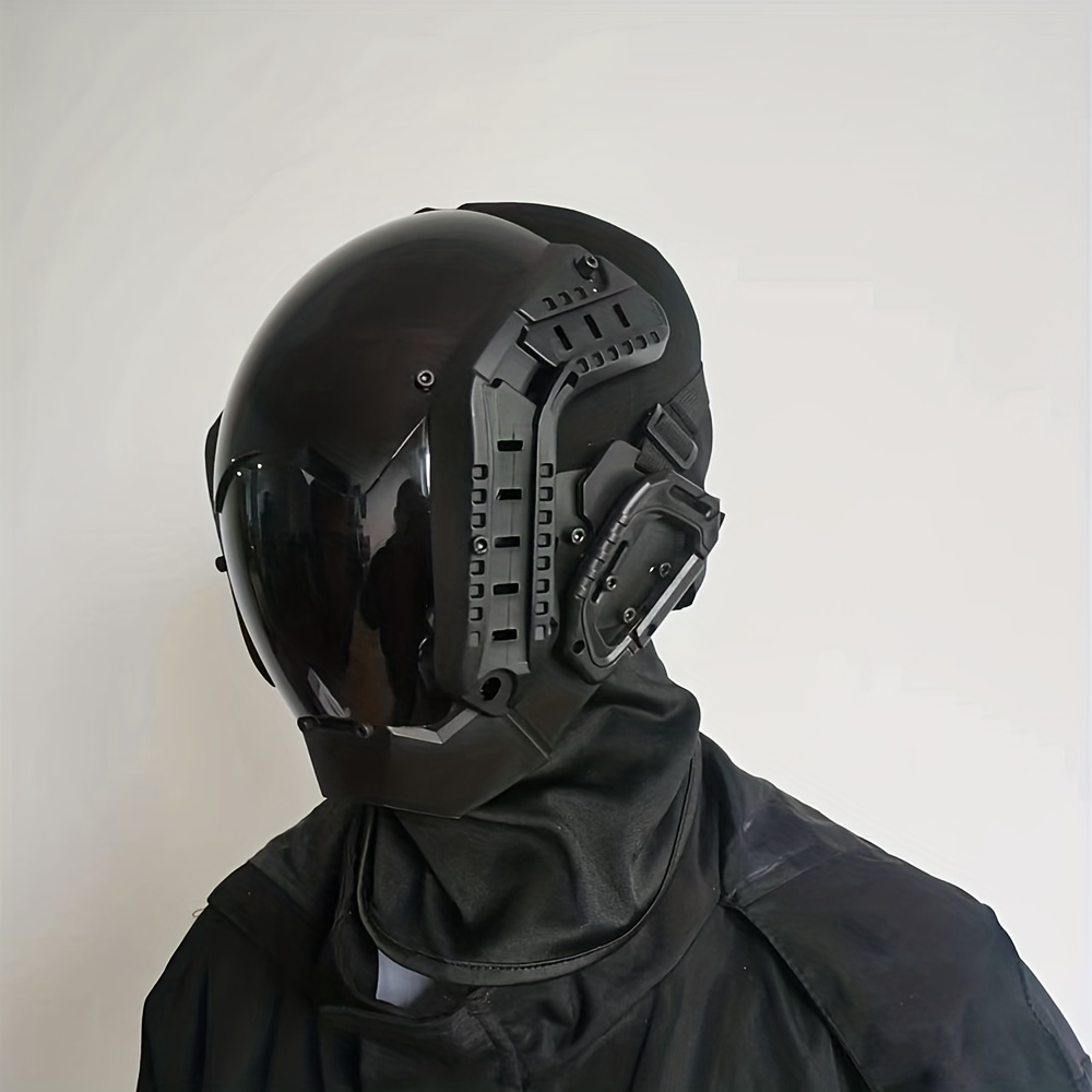 JIANGLANY Maschera Cyberpunk bianca con treccia Futuristica Cavaliere  Maschera Gioco di ruolo Robot Casco Tactical Full Face Mask Cosplay per  adulti e