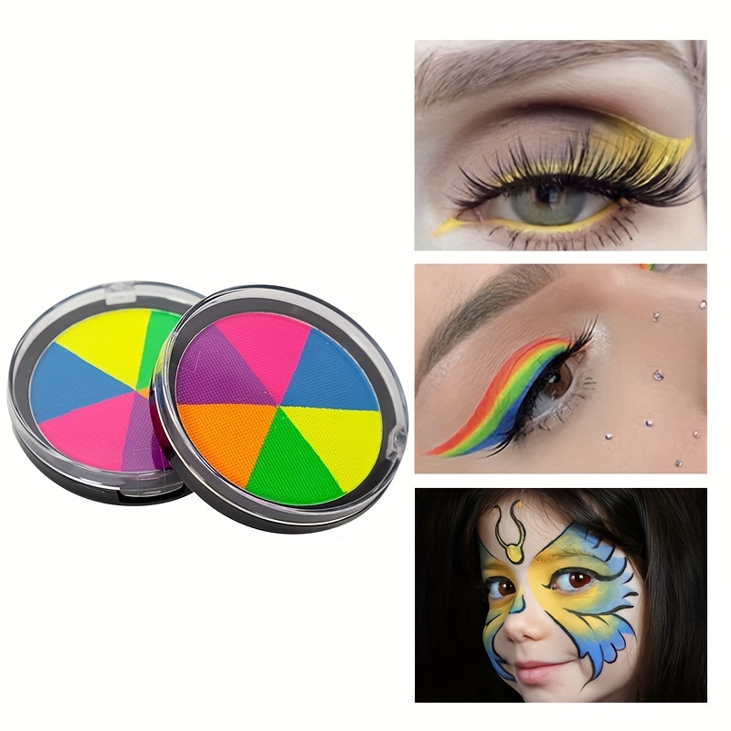 Maydear Water Activated Eyeliner, 6 Colors Cake Eye Liner UV Neon Glow  Blacklight Fluorescent Body and Face Paint for Halloween Party Makeup(Dark)