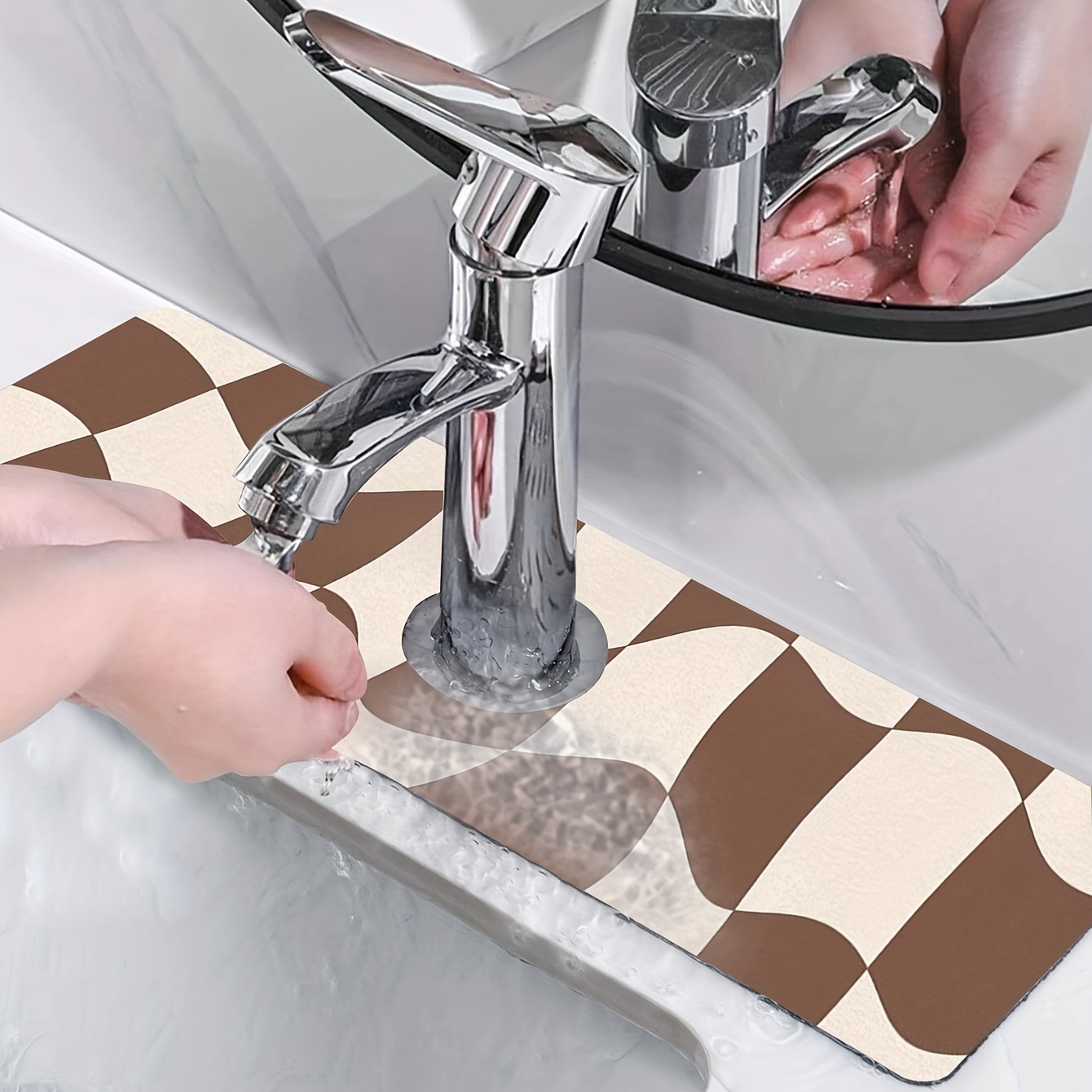 1pc Kitchen Faucet Sink Splash Guard, Silicone Faucet Water Catcher Mat, Sink  Draining Pad Behind Faucet, Drying Mat For Kitchen & Bathroom Countertop  Protect