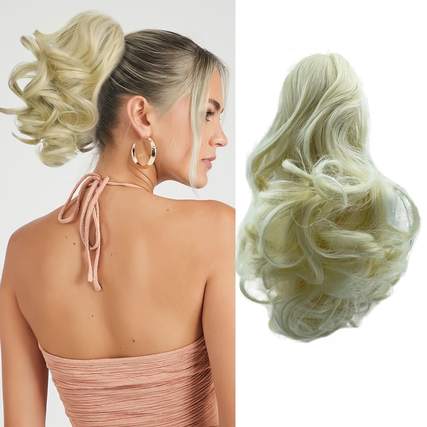 Short Ponytail Extension Loose Curly Wavy Claw Clip Hair Extensions