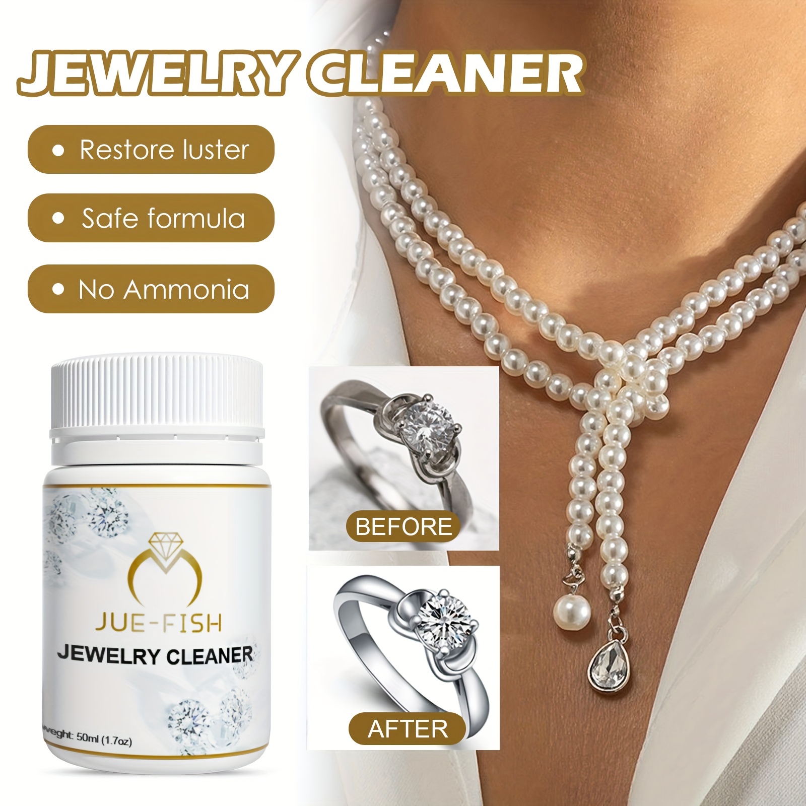 50ML Jewelry Cleaner Silver Jewelry Necklace Ring Clean Polishing