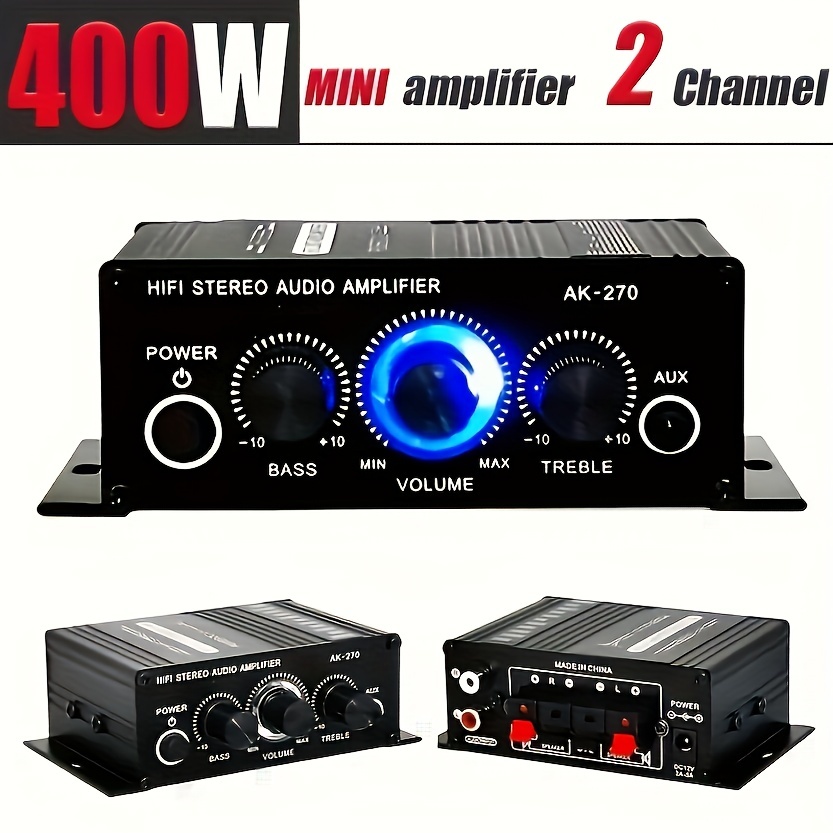 2 canales Amplificador de audio estéreo Mini Hi-Fi profesional amplificador  para altavoces de casa 50 W x 2