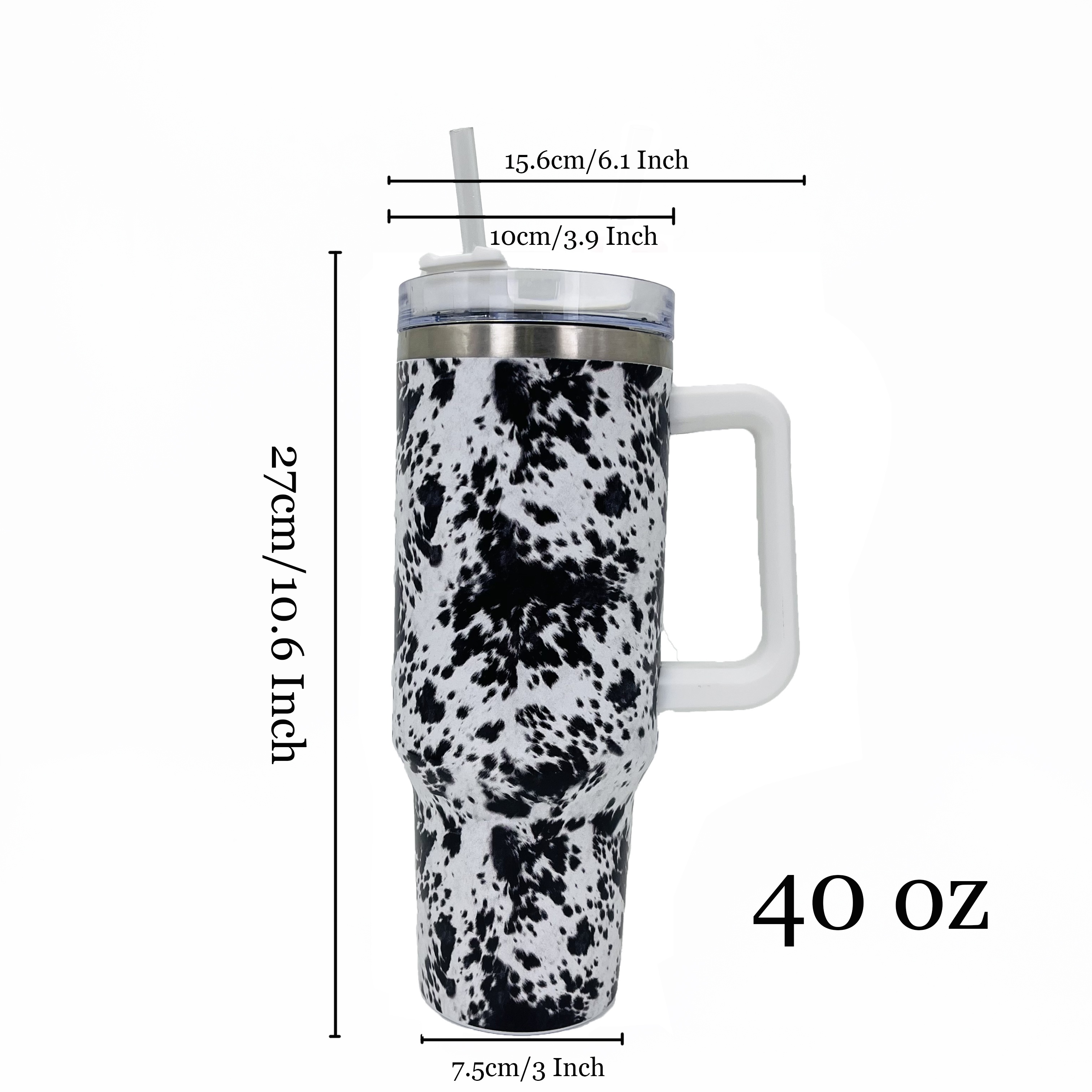 Black/White Cow Print Stainless Steel Tumbler