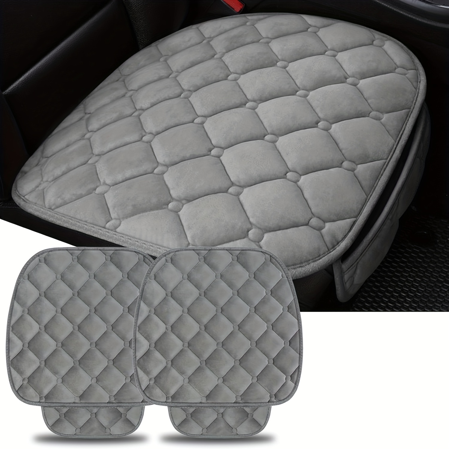 Car Plush Seat Cushion Winter Front Seat Cover Free Tie Anti - Temu United  Kingdom