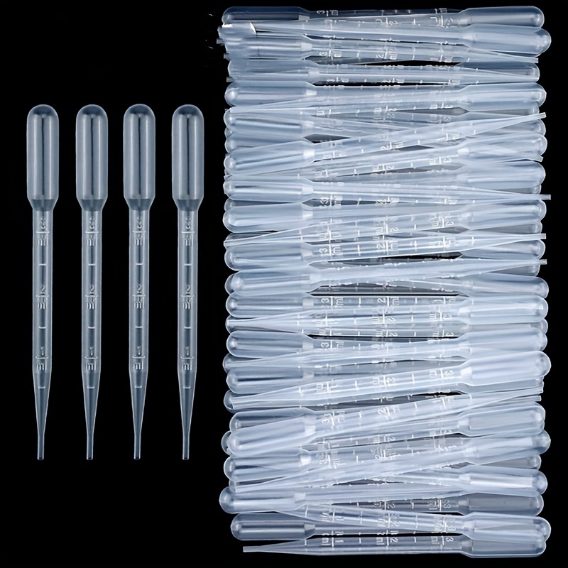 

100pcs Lab Supplies Plastic Test Tubes Transparent Graduated Pipettes Disposable Dropper Transfer Pasteur 1ml/3ml