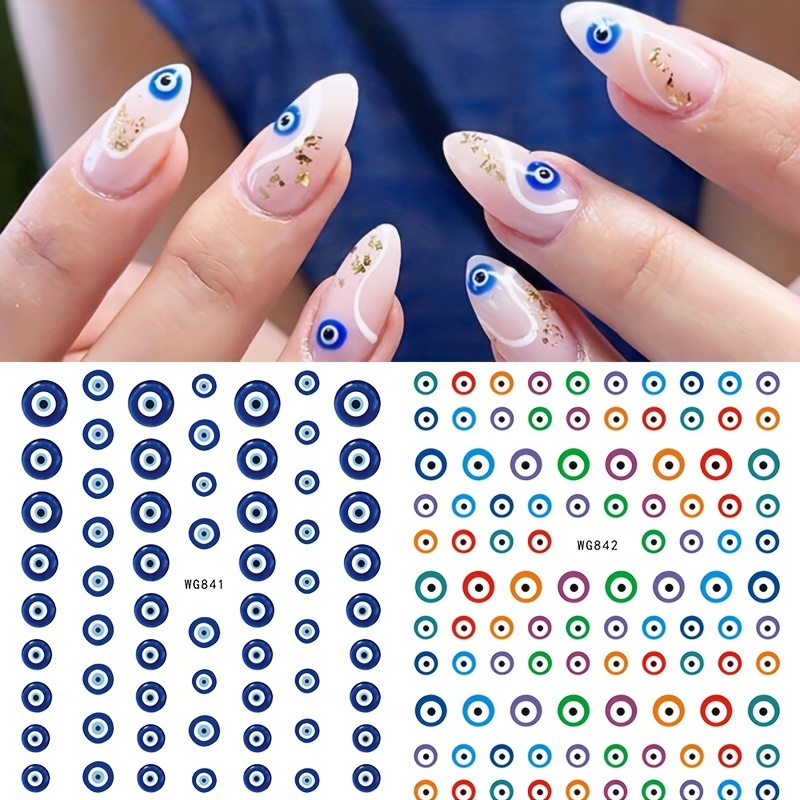 

3d Evil Eye Nail Art Stickers - Self-adhesive Witch Nail Decals For Manicure Designs - Perfect Gift For Women And Girls