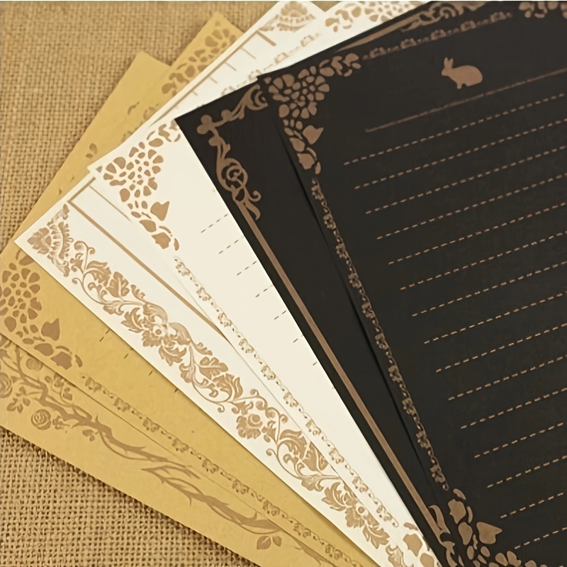 Kraft Brown Letter Paper Sheets Vintage Flower Design - Temu