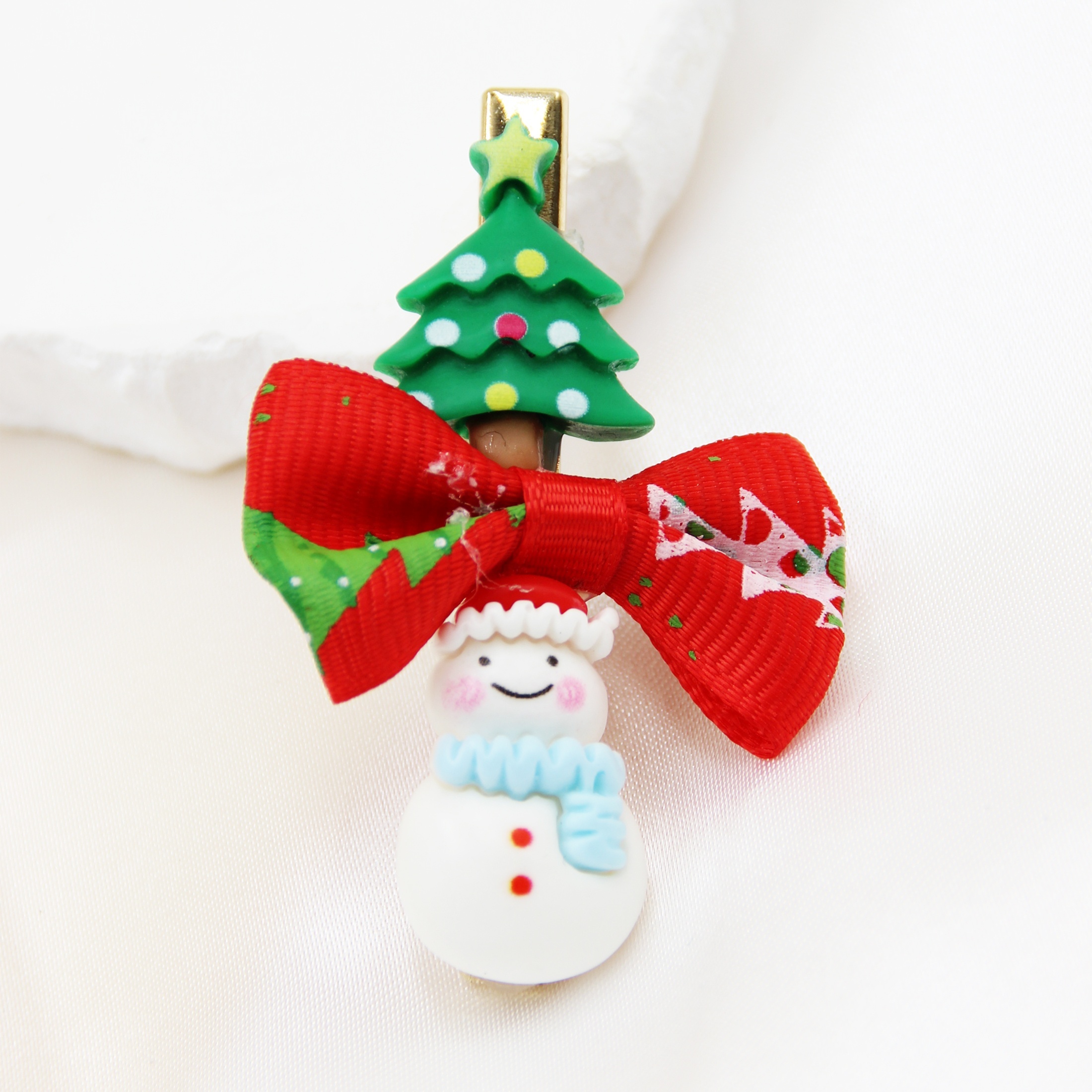 2pcs/set Christmas Theme Bow Hair Clips