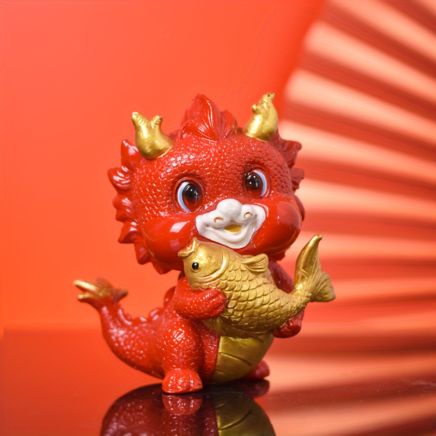 Porcelain Dragon Decoration Fortune Drawing Room Decoration Home Red Blue  Zodiac Dragon Mascot Office Desktop Decoration Crafts