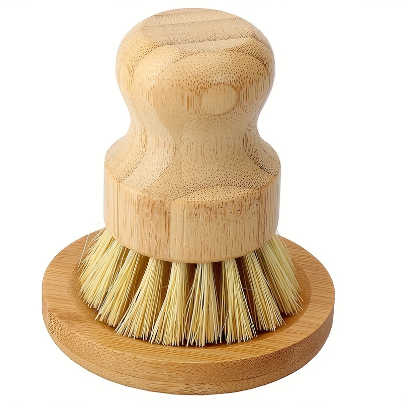  Palm Pot Brush- Bamboo Round 3 Packs Mini Dish Brush Natural  Scrub Brush Durable Scrubber Cleaning Kit with Union Fiber and Tampico  Fiber for Cleaning Pots, Pans and Vegetables : Health
