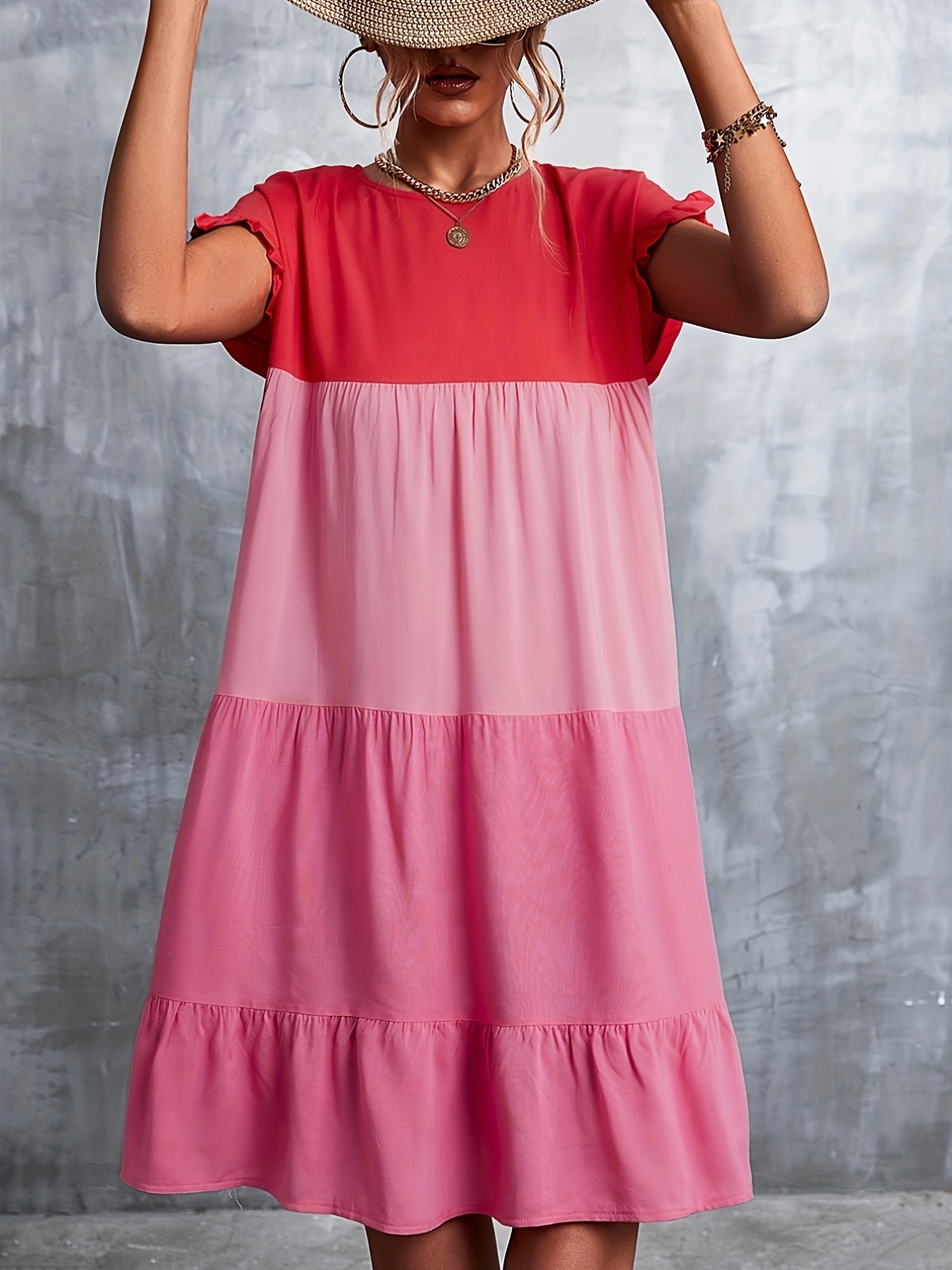 Women's Summer Dress Sleeveless Ruffle Sleeve Round Neck - Temu Canada