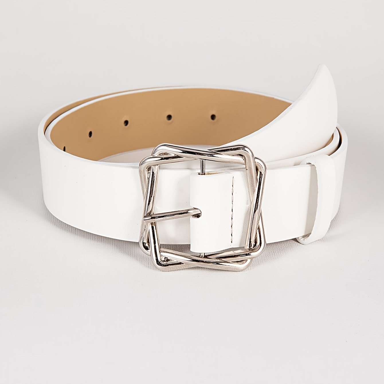 Women' Irregular Square Alloy Square Pu Belt