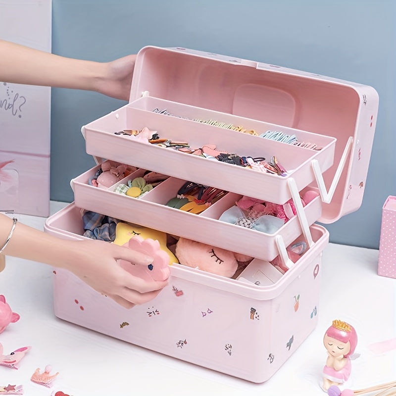 1pc Cute Cartoon Style Storage Box, Children's Hair Accessories Storage  Box, Large Capacity Transparent Jewelry Case, Hairpin Rubber Band Finishing  Or