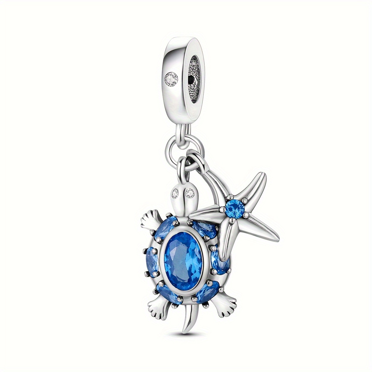 Ocean Series 925 Sterling Silver Dangle Charm Turtle, Octopus, And