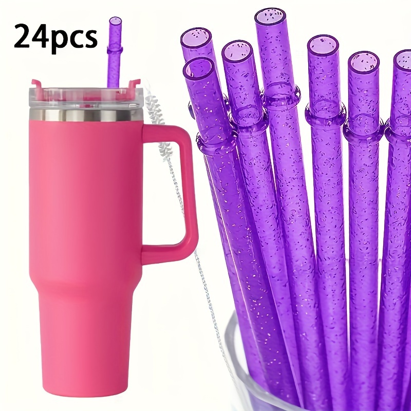 12 Pack Replacement Glitter Straws and Covers for 40 oz Stanley Adventure  Travel Tumbler Cup, Reusable Glitter Straws with Cleaning Brush, Compatible