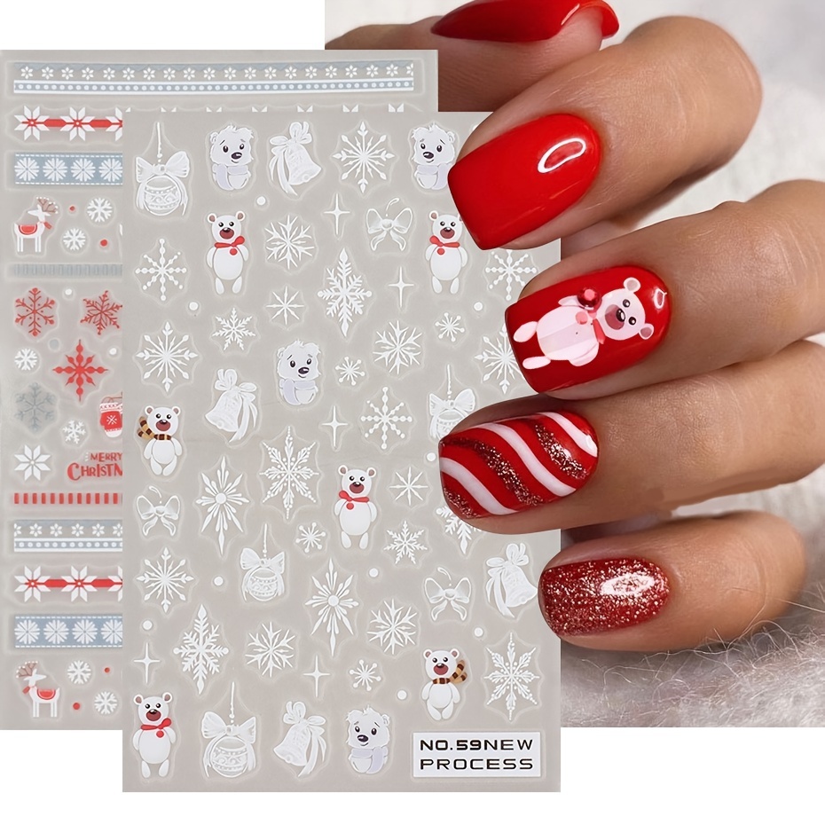 Colorful 3D Christmas Santa Nail Snowflake Stickers Butterfly, Love,  Flower, Elk, Bell, Snowflake Art Decoration Decal From Cinda03, $14.02