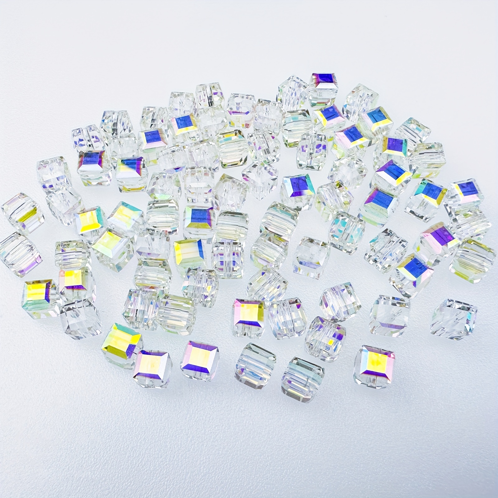 62pcs/set 0.314 Diameter Sparkling Clear Crystal Beads Faceted Glass Beads  Bulk Spacer Beads For DIY Bracelet Artificial Jewelry Making Accessories