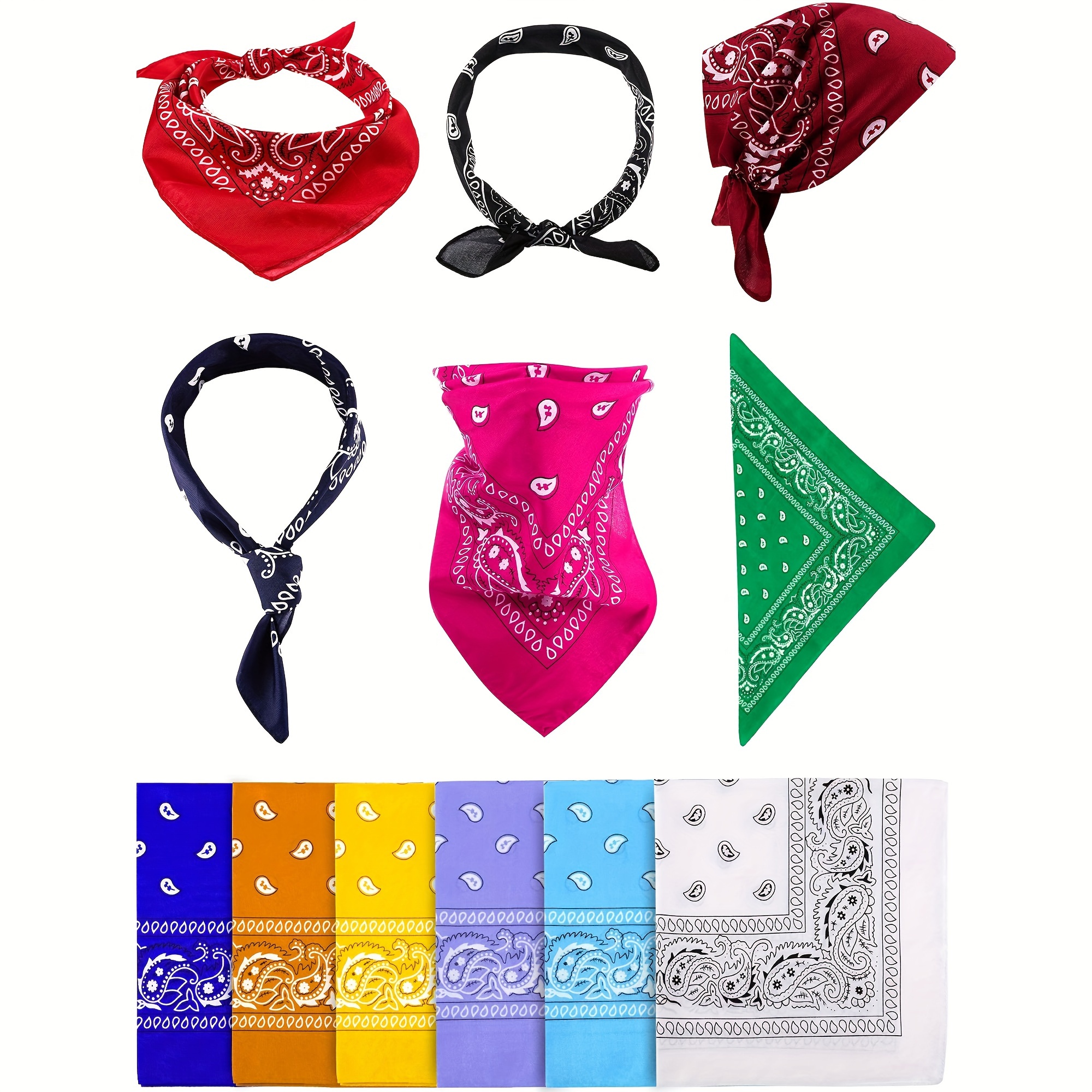 100% Cotton Red Paisley Bandana Hair Scarf