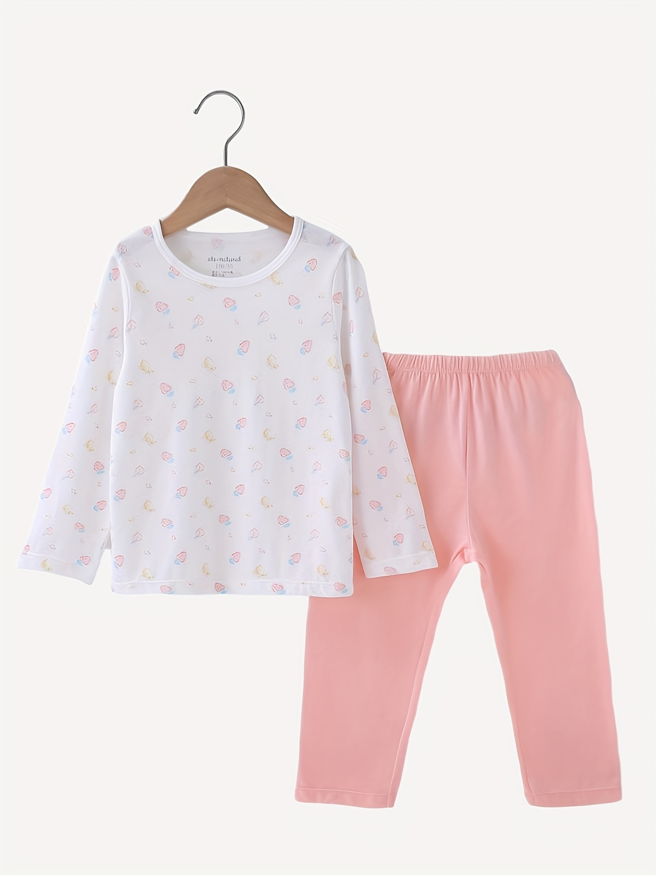 Girls 2pcs Lounge Wear Homewear Long Sleeve Top & Matching Pants Set With  Cat Print Kids Clothes Pajamas Set Spring Fall