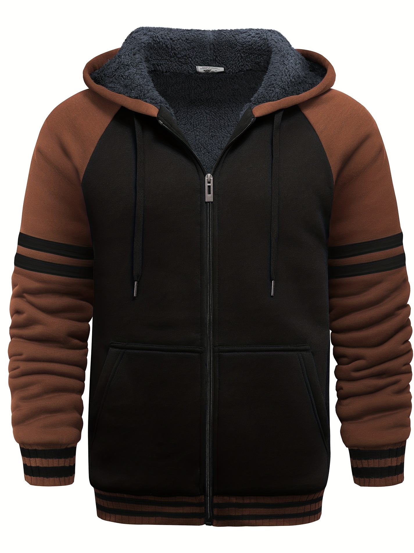 Sudaderas con capucha para hombre, para otoño, informal, con cremallera,  bloque de color, sudadera con capucha