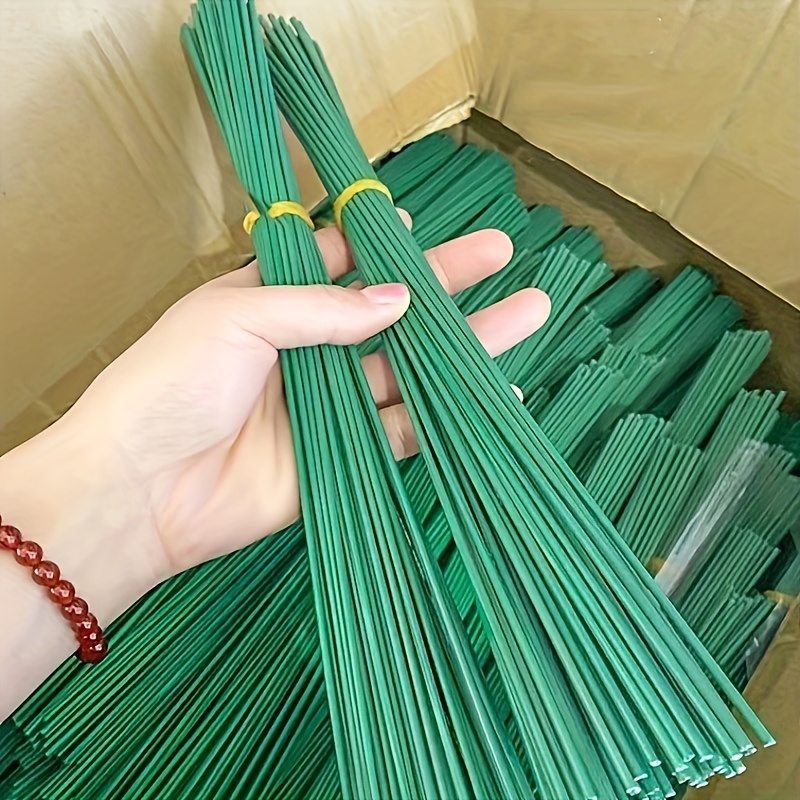 40pcs, L13.78inch Green/White Artificial Flower Stem Iron Wire Stem, Floral  Tape Rose Stems Craft Decorating, DIY Paper Flower Stub Accessory