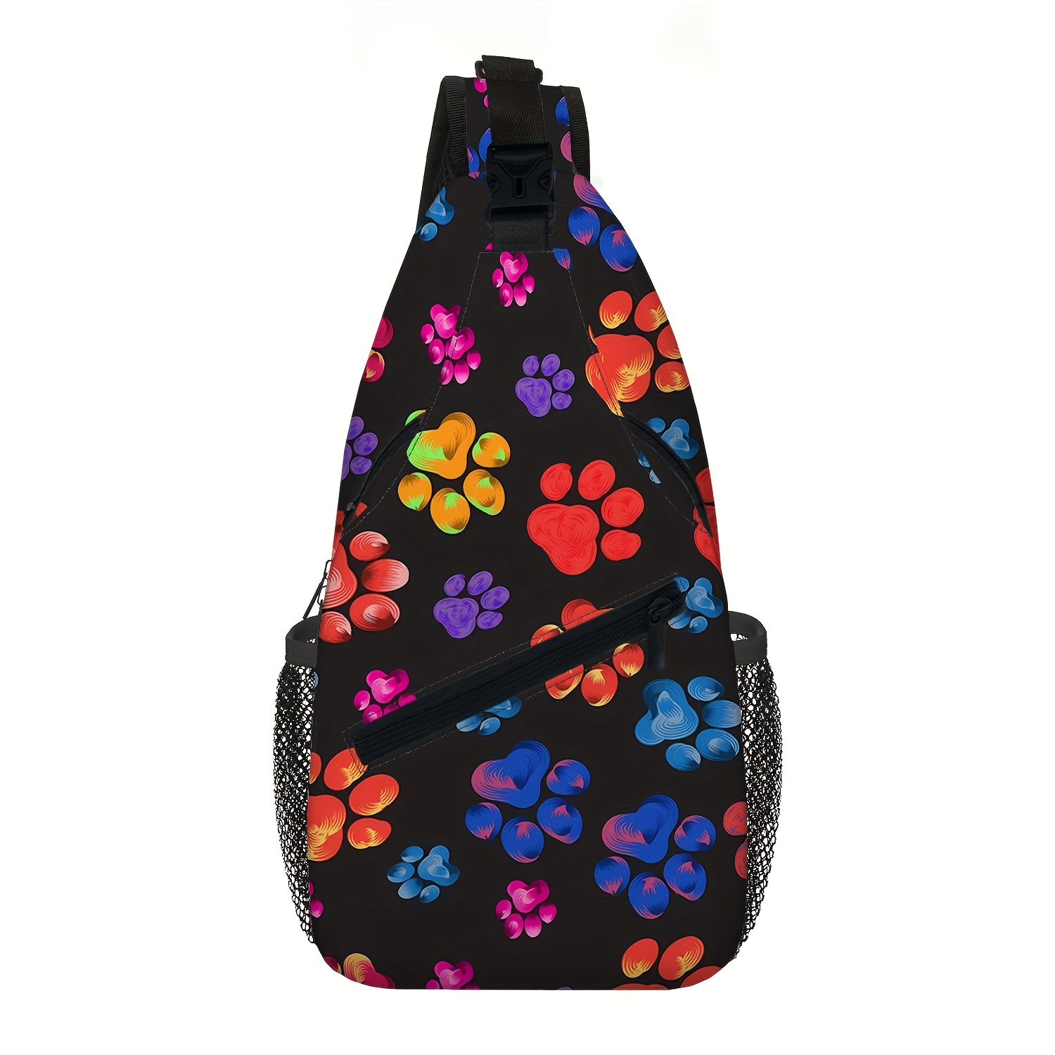 Cute Dog Claw Printed Chest Bag Crossbody Sling Bag, Travel Hiking Shoulder  Bag For Women Men