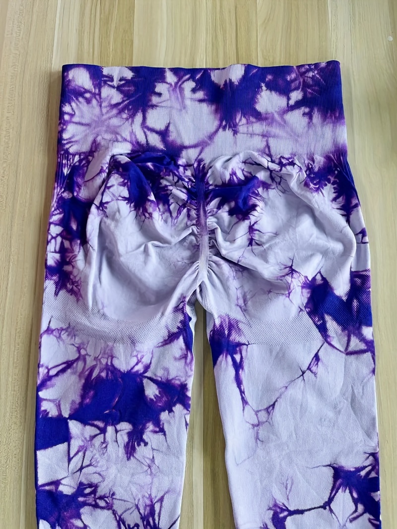 Organic Cotton Tie Dye Foldover Waist Yoga Pant - Purple Turq