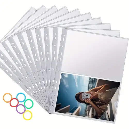 10 Sheets A4 Photocard Binder 4 Pocket Pages Sleeves Thickened