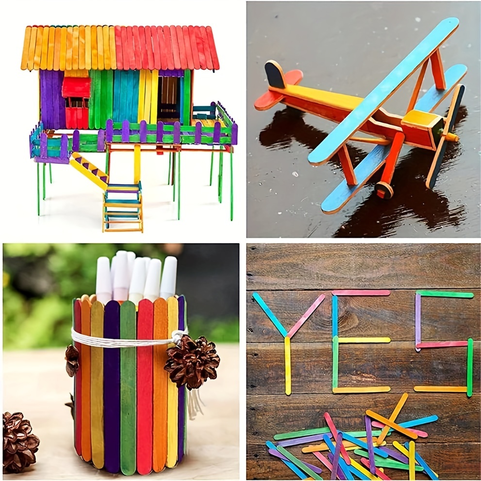 Arts Crafts Popsicle Sticks  Colorful Wood Ice Cream Sticks