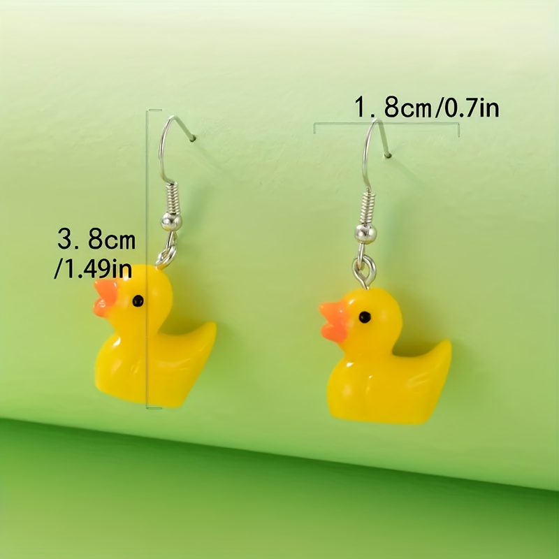 Yellow Rubber Duck Earring, Miniature Rubber Ducky Dangles, Kawaii, Cute, Animal Earrings