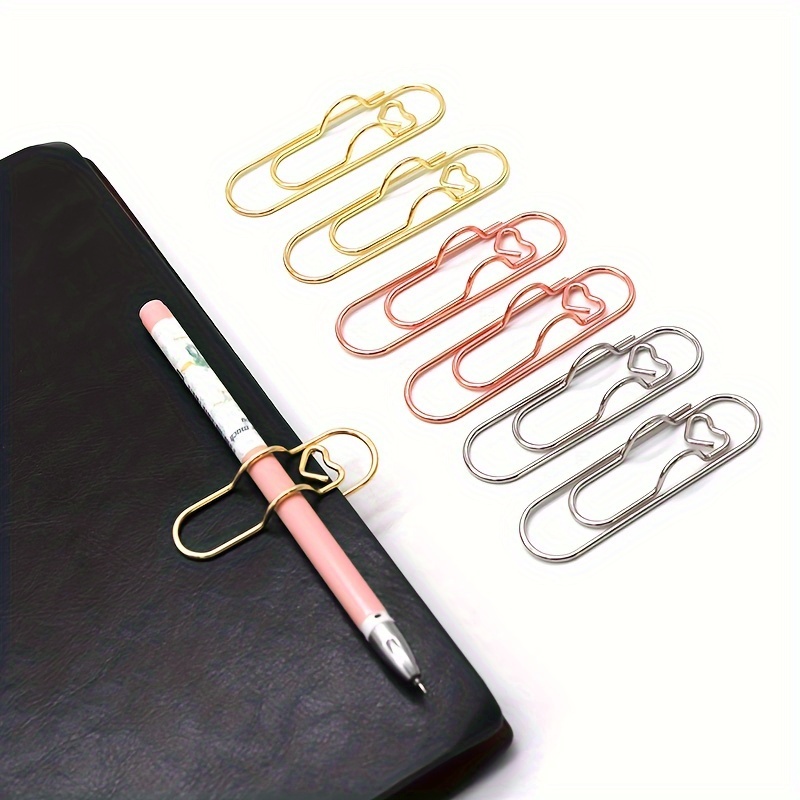 15pcs Mixed Silvery Rose Golden Metal Pen Clips Multi Function Pen Holder  Clips Bookmarks For Notebooks Paper Clip Stationery Tool