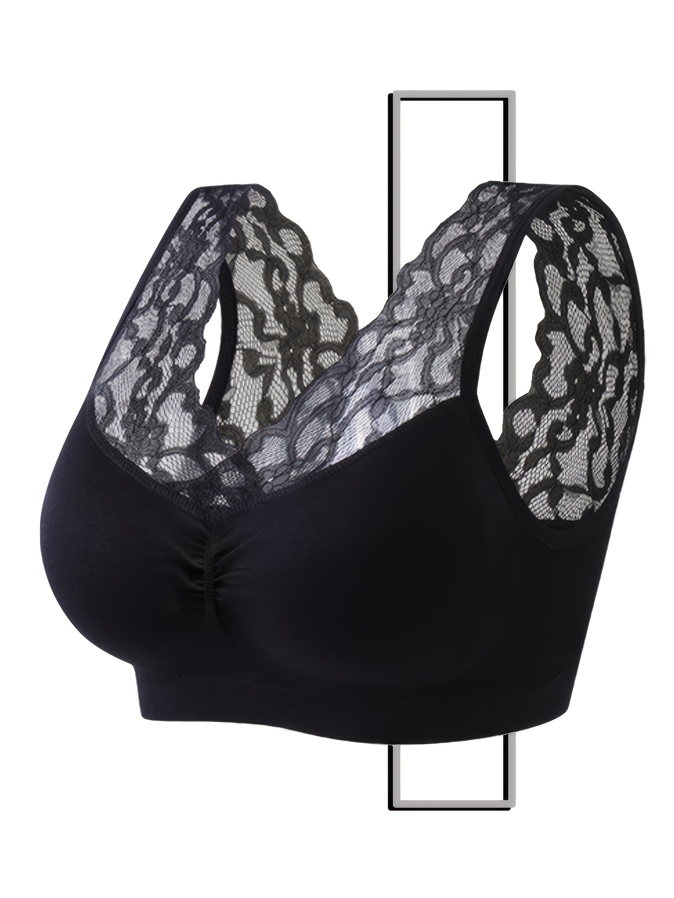 3pcs Simple Solid Contrast Lace Bra, Comfy & Breathable Bra, Women's  Lingerie & Underwear