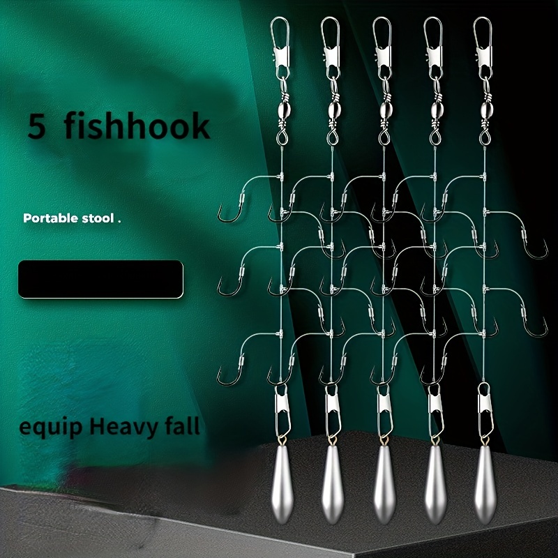 

Extra Sharp Fishing Hooks Set - T-shaped Skewer Design, 5 Fishhooks With String, Sizes 3#-10#, Ideal Fishing Accessories For Catching More Fish