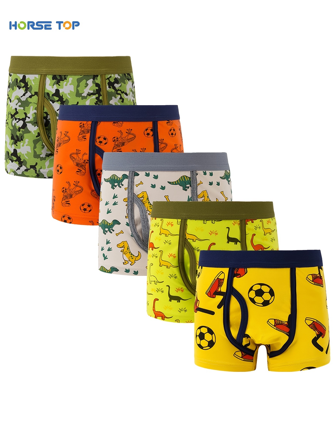 5pcs Boys Cute Cartoon Pattern Comfortable Cotton Boxers, Elastic Comfy  Underwears