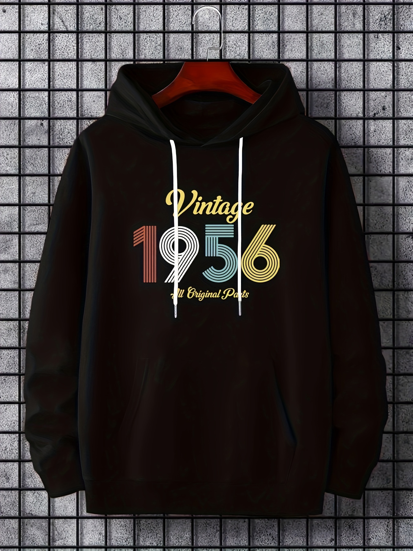 vintage Print Hoodies Men Graphic Hoodie Kangaroo Pocket Temu