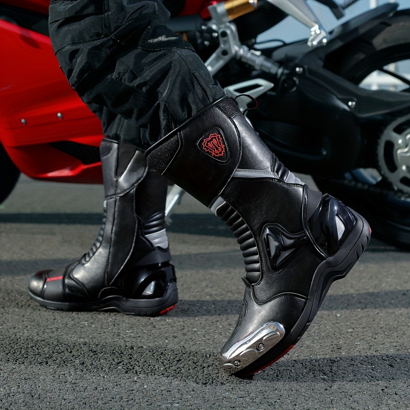 Botas Moto Diseño Reflectante Hombres, Botas Carreras Todoterreno Cuero  Microfibra Suela Goma, Zapatos Moto Hombres, Ahorre Ofertas