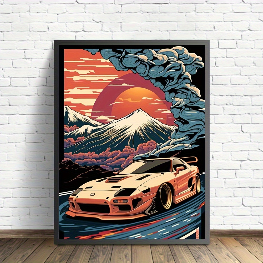 Sports Car Auto Parts Combination Poster Custom Home Decoration Fashion  Silk Fabric Wall Poster Car Design Wallpaper Can Modular