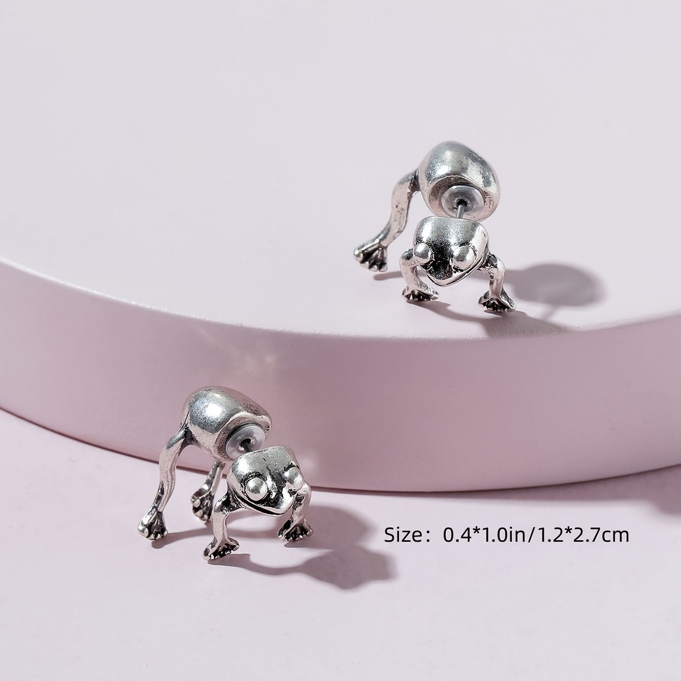 Vintage Frog Front & Back Earrings, 14K Plated