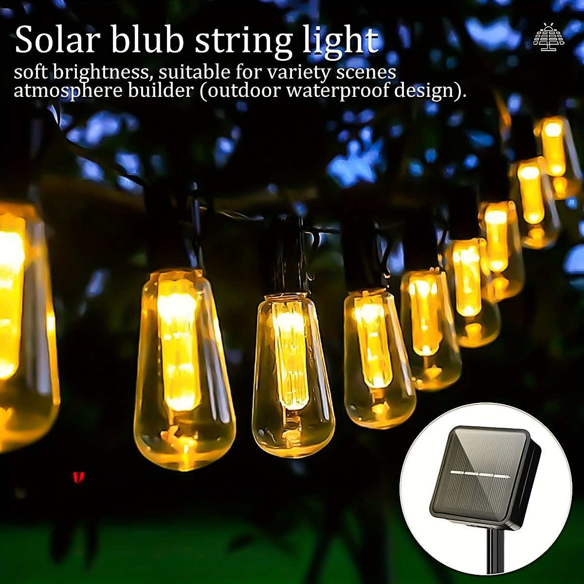 Brighten Outdoor Space 10/20 Bulb Solar String Lights - Temu Australia