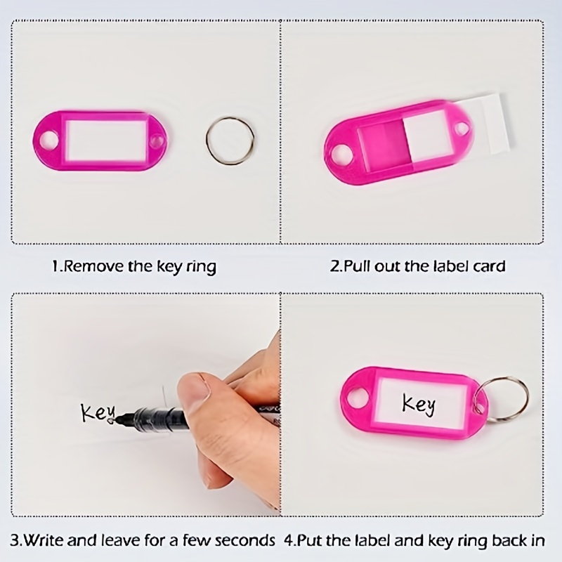 10PCS Key Tags with Labels and Split Rings,Sturdy & Durable Plastic Key  Fobs,Keychain ID Name Tags,Keychains with Tag for  Hotel,Office,School,Luggage,Pets Identification(10 Colors) 