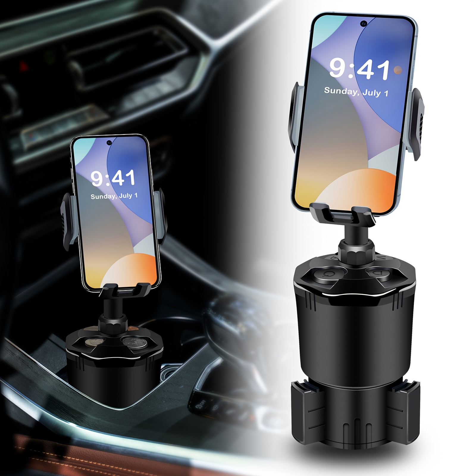 Cup Holder Phone Mount With Coin Holder For Car, New Original Design Car  Coin Box And Cell Phone Holder, Universal Large Capacity Coin Storage  Organiz