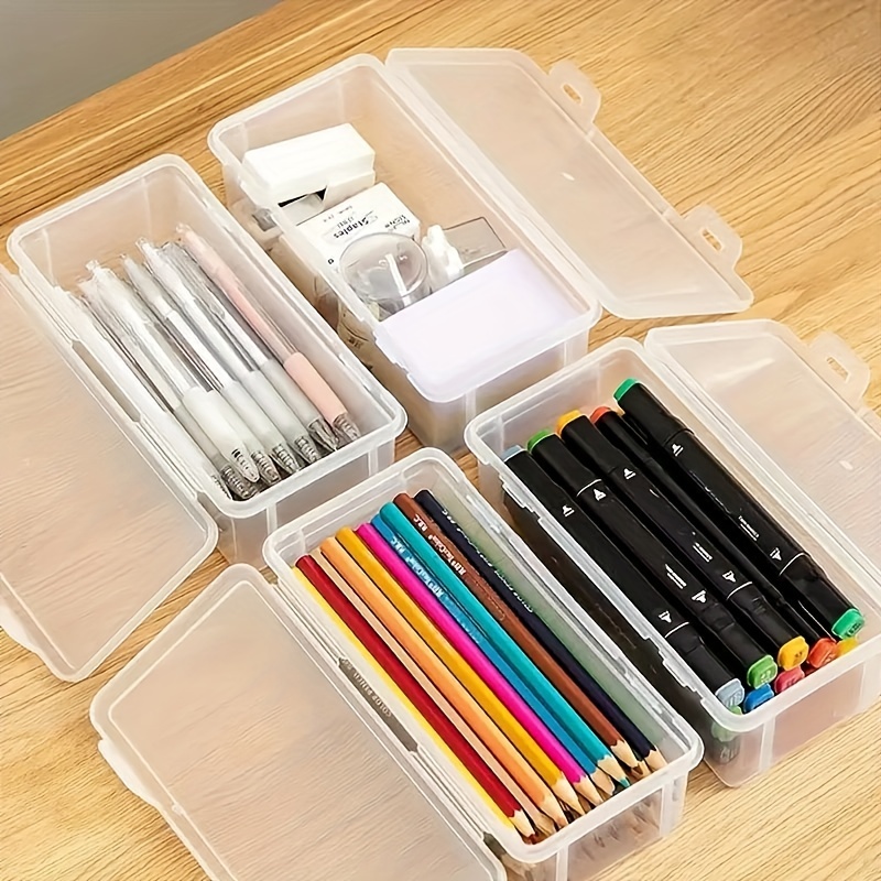 Translucent Pencil Case, Large Capacity Stationery Box For Pencils, Plastic  Marker & Colored Pencil Storage Container For Art Supplies, Transparent  Paintbrush Organizer