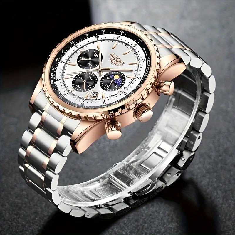 Compra online de Moda masculina relógios de aço inoxidável data relógio  casual esporte relógios luxo negócios masculino quartzo relógio de pulso  relogio masculino