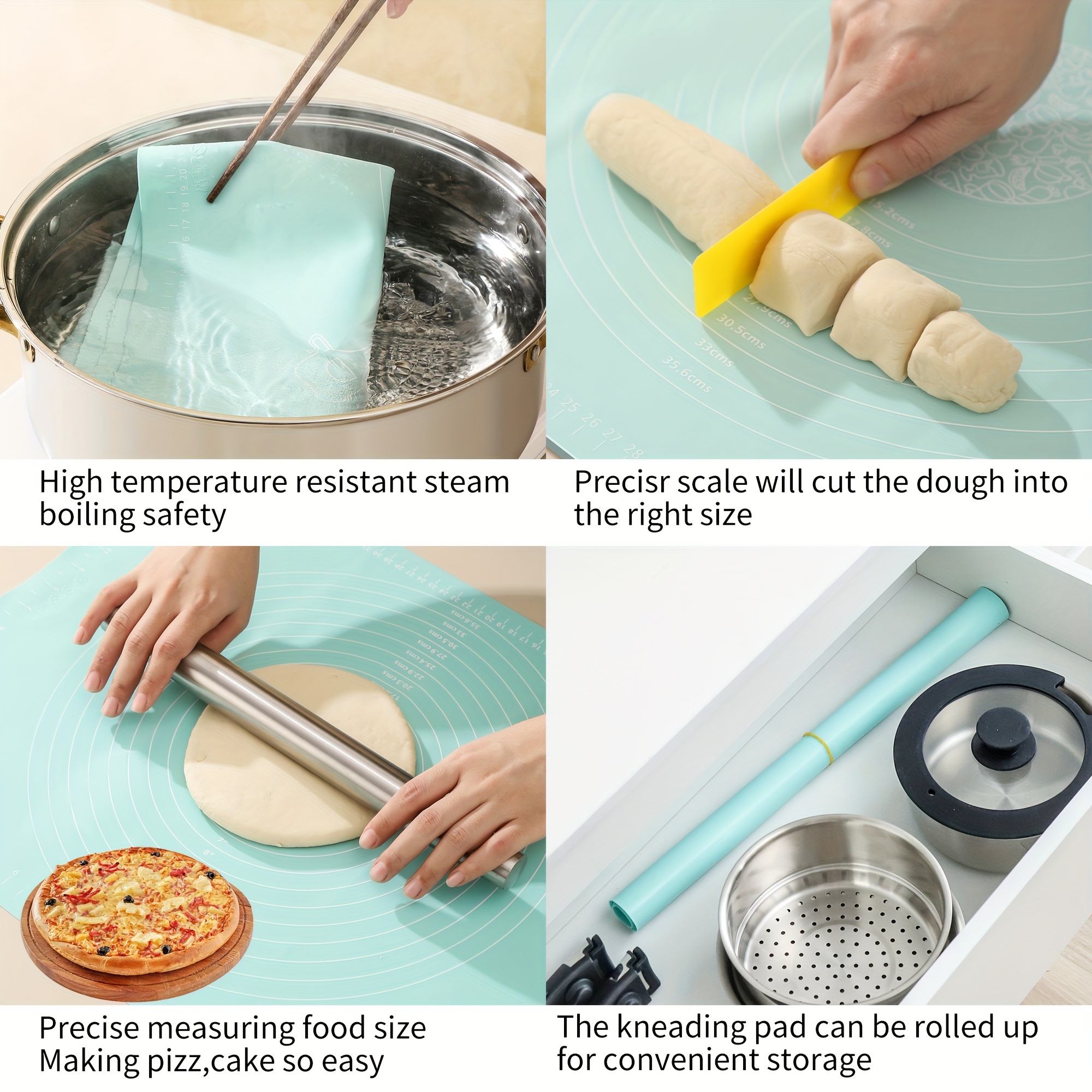 1pc Kitchen Tool Silicone Pastry Dough Mat With Scale For Kneading