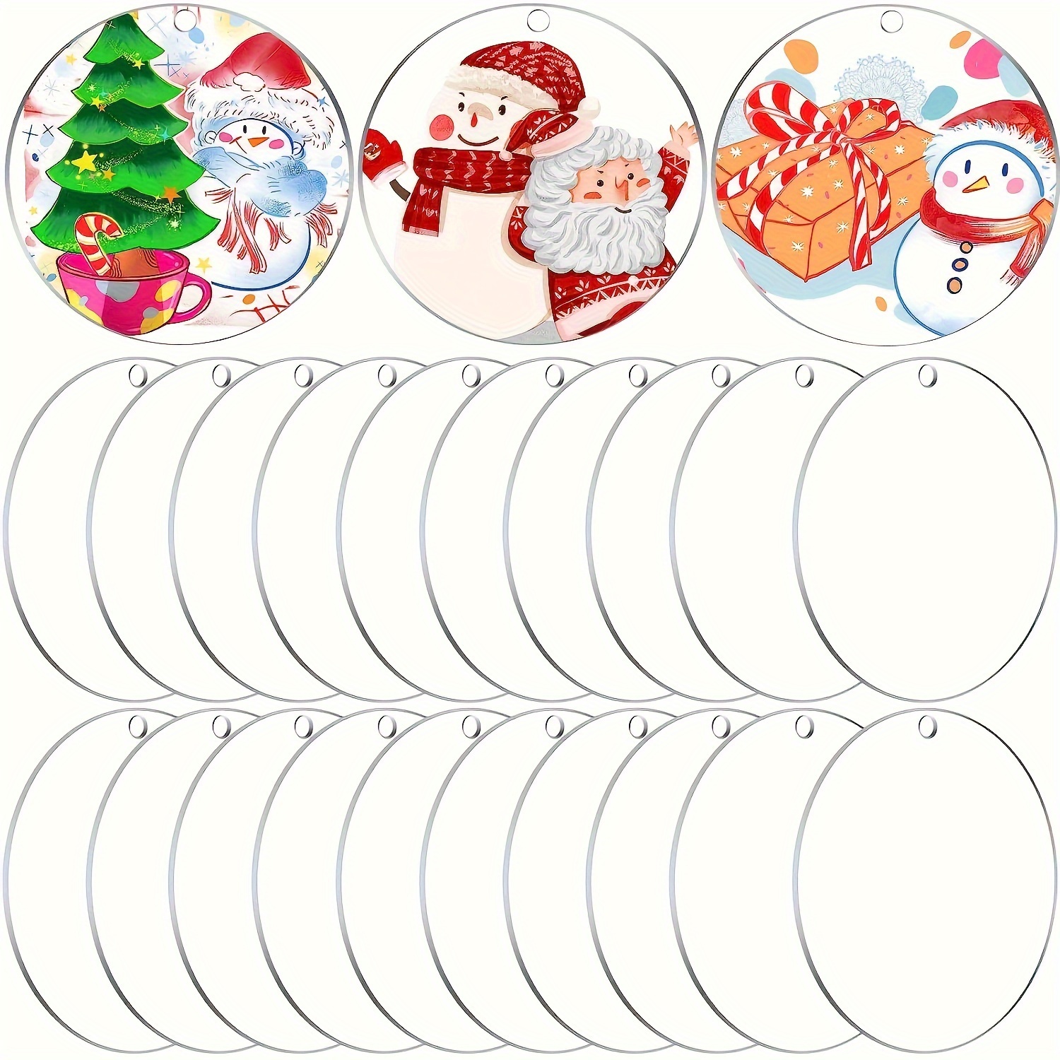 

20pcs Clear Round Acrylic Christmas Ornament 3inches Diy Acrylic Ornament Transparent Circle Discs For Christmas Bauble Tree Decoration Tag Craft