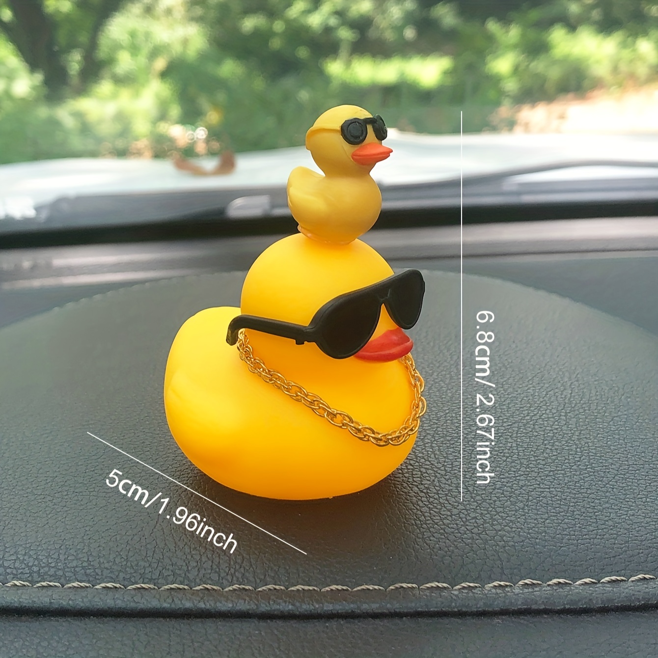 LUTER 1PC Rubber Duck Car Duck Decoration Dashboard, Little Yellow Rubber  Duck with Gold Chain Hats and Donut Sunglasses for Car Office Bedroom Desk